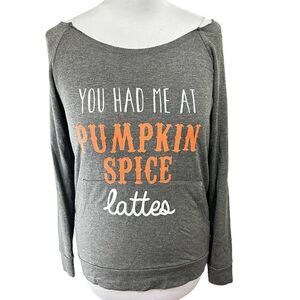 Zutter‎ NWT Women's SZ M Raw Edge Pumpkin Spice Kangaroo Pocket Long Sleeve Top